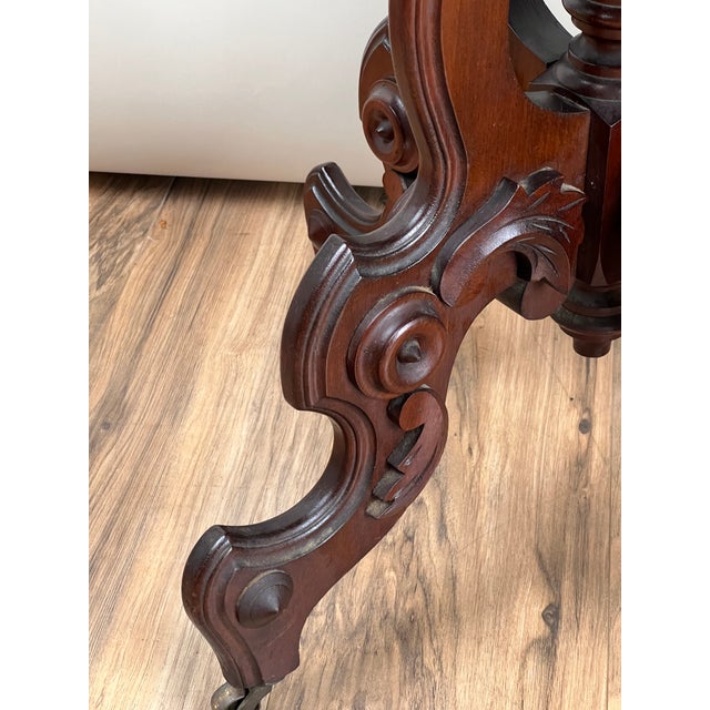 Antique Victorian Walnut Lamp Stand C. Late 19th Century For Sale In Boston - Image 6 of 8