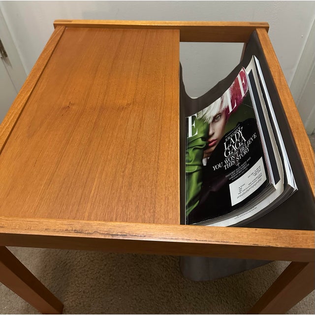 1960s Mid-Century Modern Danish Teak & Canvas Magazine Sling Side Table by BL-Møbler For Sale - Image 5 of 12