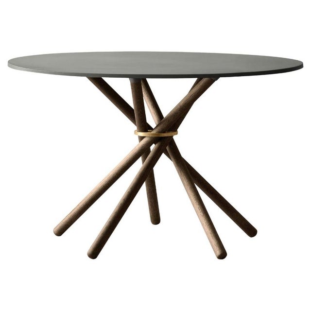 Hector Dining Table 120 with Concrete Top and Dark Oak Legs by Eberhart Furniture For Sale - Image 13 of 13