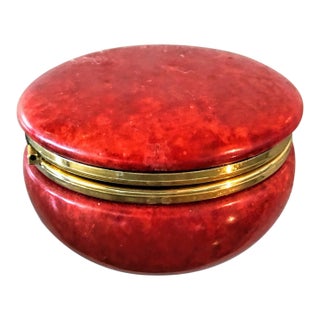 Vintage Red Italian Alabaster Hinged Box For Sale
