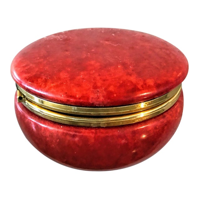 Vintage Red Italian Alabaster Hinged Box For Sale
