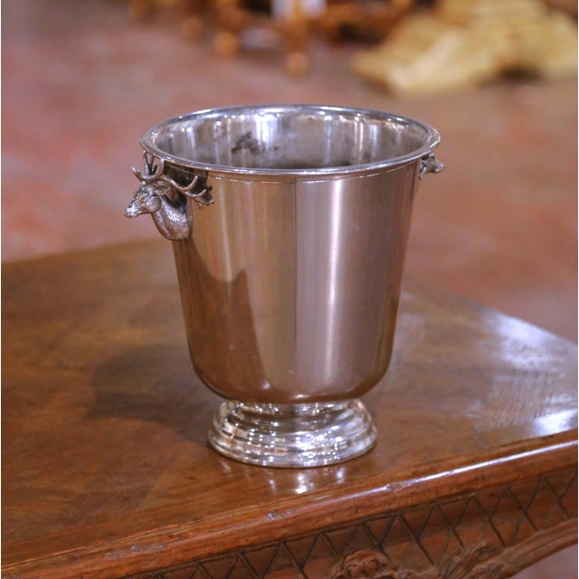 Serve in style with this elegant vintage champagne bucket, crafted in France circa 1950. The tapered vessel is forged in...