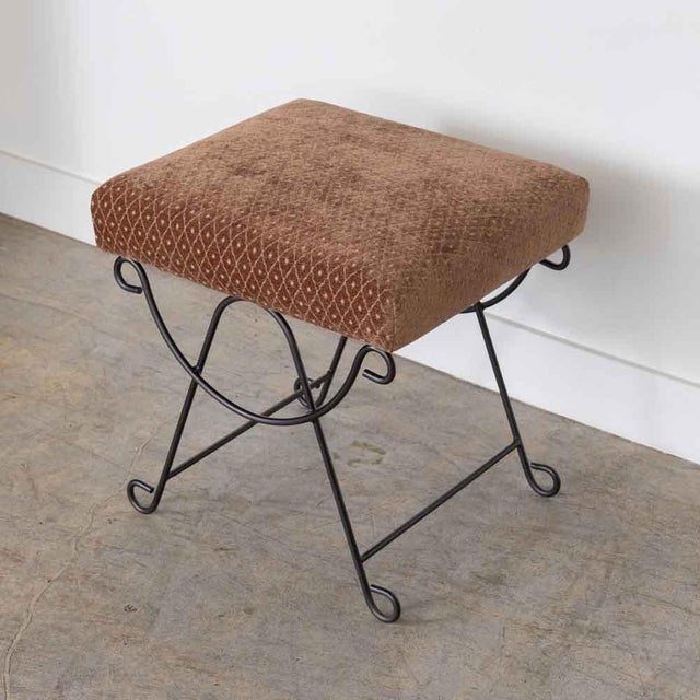 Panoplie Iron Loop Stool, Brown Chenille For Sale In Los Angeles - Image 6 of 12
