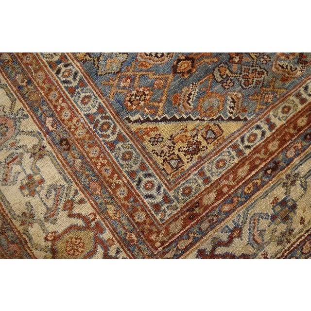 1900 - 1909 Classic Sky Blue Background With Ivory Border Geometric Floral Desing Century Persian Malayer Rug For Sale - Image 5 of 7