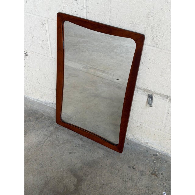 Vintage Danish Modern Teak Wall Mirror Mid Century Scandinavian Entryway Mirror For Sale In Los Angeles - Image 6 of 10