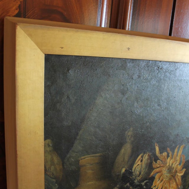 Still Life Oil on Canvas Painting: Flowers and Fruit For Sale - Image 13 of 14