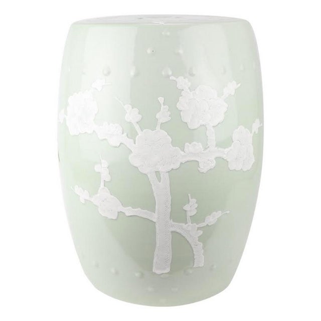 Chinese Chinoiserie Garden Seat in Pale Green For Sale - Image 3 of 3