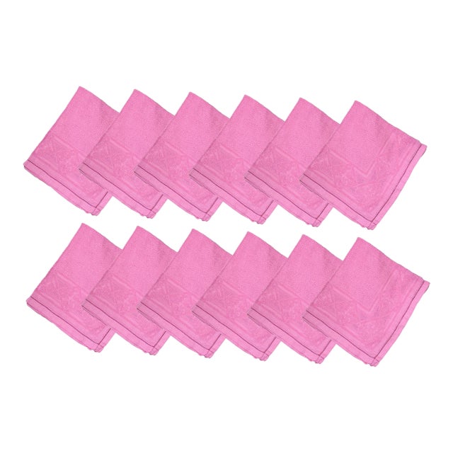 Vintage French Pink Napkins, Set of 12 For Sale