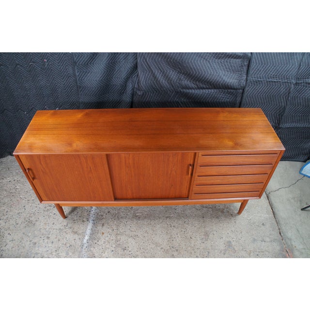 1980s 1980s Otmar Danish Scandinavian Modern Teak Credenza Buffet Console Sideboard MCM 71" For Sale - Image 5 of 14