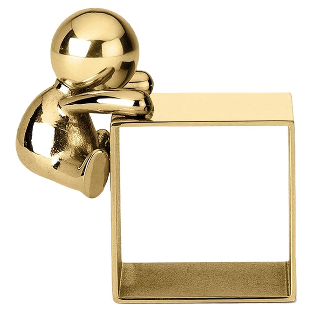 Omini Climbing Napkin Ring in Polished Brass by Stefano Giovannoni For Sale
