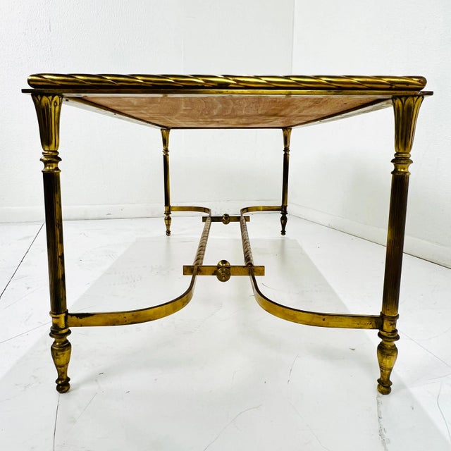 Mid 20th Century Brass Parchment Top Cocktail Table For Sale - Image 9 of 12