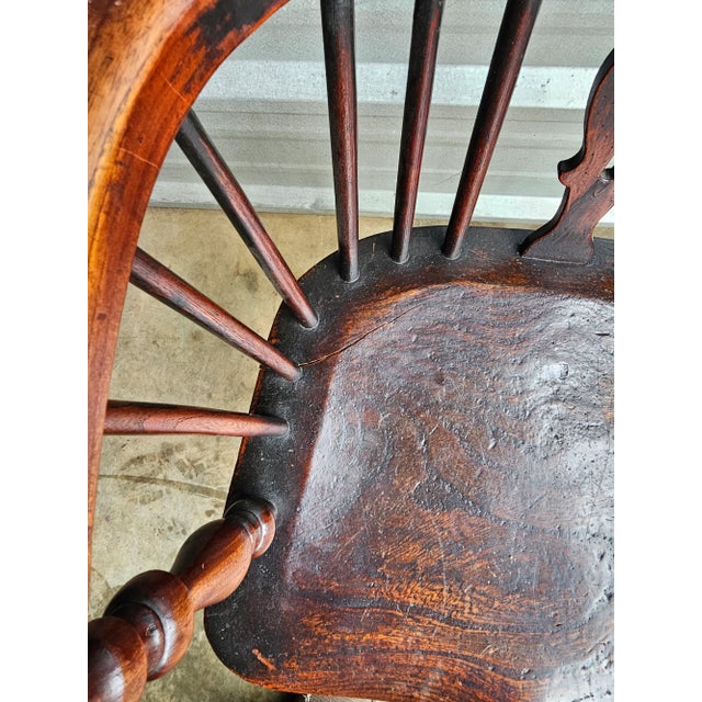 Chocolate 19th Century Handcrafted English Oak Windsor Armchair For Sale - Image 8 of 8
