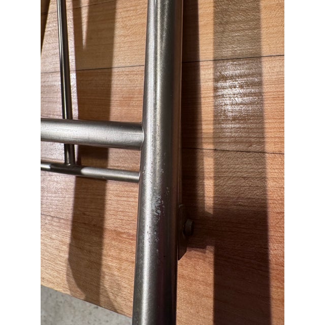 Chrome Vintage Italian Satin Steel & Brass Ram’s Head Folding Magazine Rack, Maison Jansen Style, Italy For Sale - Image 8 of 8