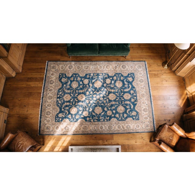 1900s Navy Blue Medallion Traditional Antique Bibikabad Persian Rug 2'5" X 17'5" Wool Carpet For Sale - Image 10 of 11