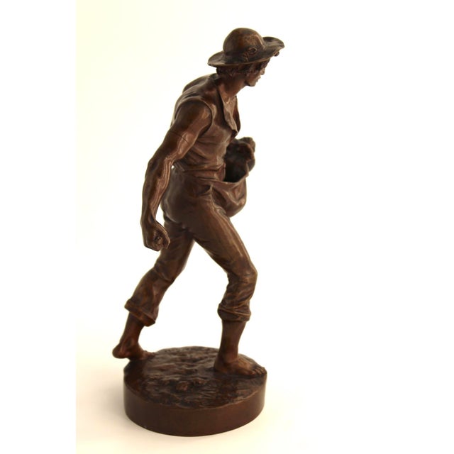 Late 19th Century Antique French Bronze Sculpture, the Sower by Jean Gautherin, 13.25" Tall For Sale - Image 5 of 8