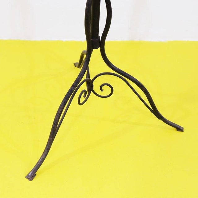 Metal Black Wrought Iron Floor Coat Rack with Brass Knob For Sale - Image 7 of 11