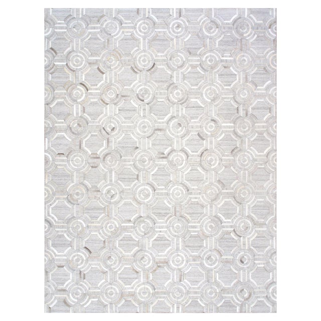 Animal Skin Galaxy Cowhide & Sari Silk Silver Area Rug, 9' 0'' X 12' 0'' For Sale - Image 7 of 7