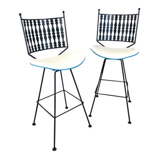 1960s Mid Century Modern Pair of Arthur Umanoff Bar Stools For Sale