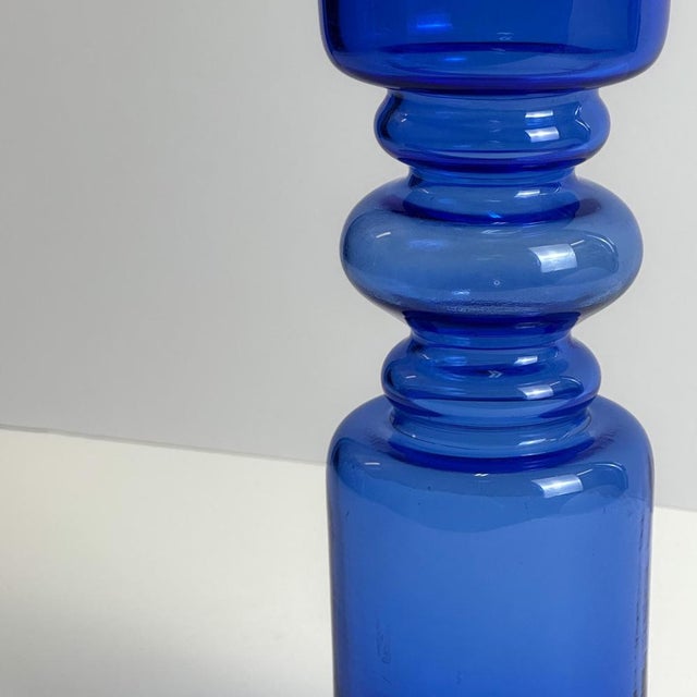 Cobalt Blue Glass Vase by Nanny Still, 1970s For Sale - Image 9 of 10
