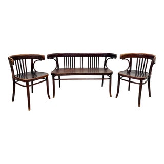 Art Nouveau Viennese Bentwood Seating Suite from Gebrüder Thonet, 1890s, Set of 3 For Sale