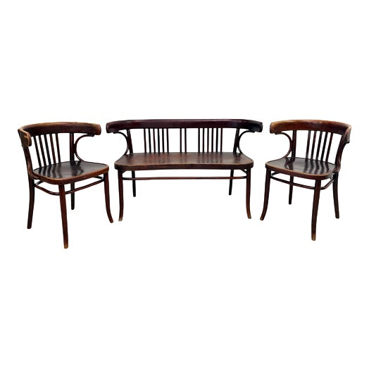 Art Nouveau Viennese Bentwood Seating Suite from Gebrüder Thonet, 1890s, Set of 3 For Sale