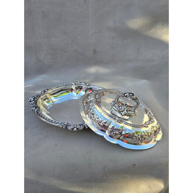 Metal 1920s Silver Serving Dish With Lid For Sale - Image 7 of 17