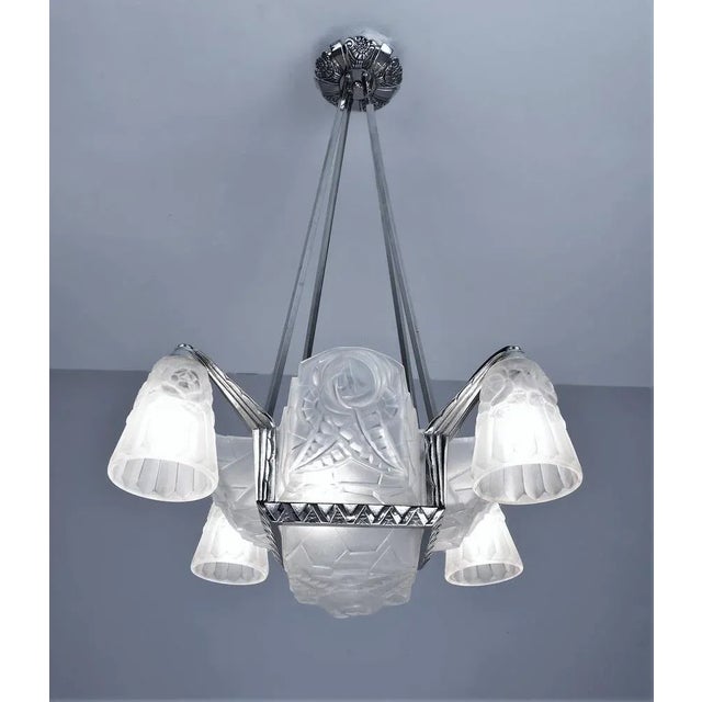Art Deco Ceiling Lamp from Cristalleries De Compiègne, 1920s For Sale - Image 12 of 13