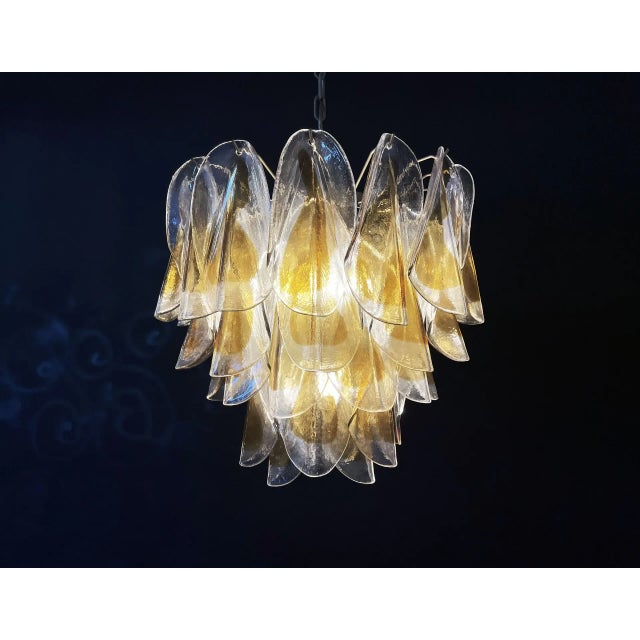 Mid-Century Modern Italian Murano Chandelier Amber Glass – 41 “Swallows” Amber Glass For Sale - Image 3 of 12