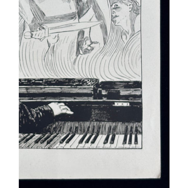 Printmaking Materials 1930s Art Advertisement Man With Piano For Sale - Image 7 of 10