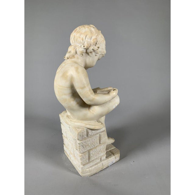 Stone 19th Century Marble Sculpture The Reader After Canova For Sale - Image 7 of 11