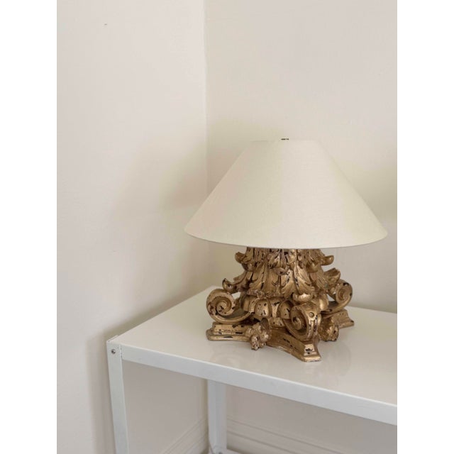 18th C Italian Column Lamps, With Linen Shades For Sale - Image 4 of 10