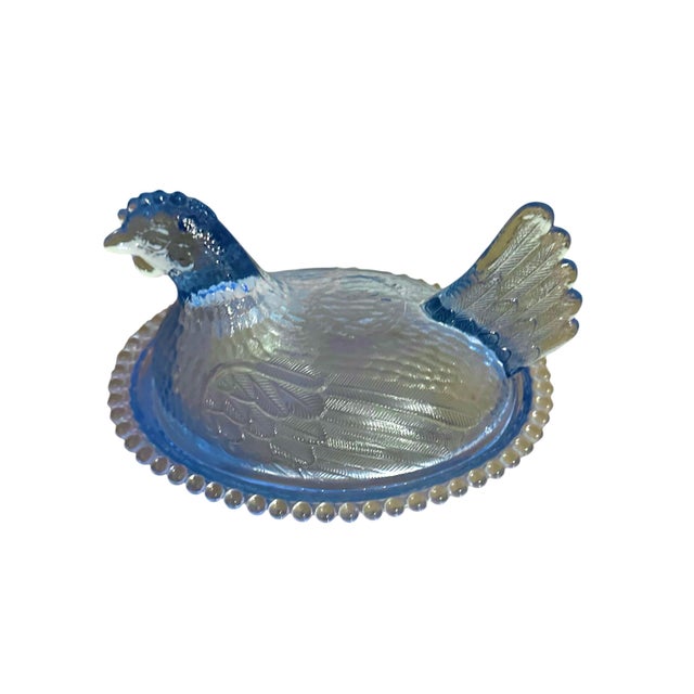 1970s A Pair of Indiana Glass Cornflower Blue Hen on a Nest Covered Dishes For Sale - Image 10 of 12