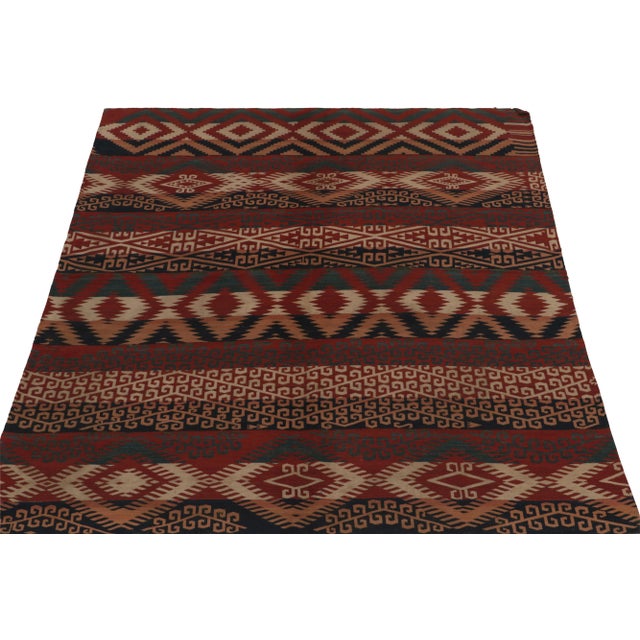 Handwoven in wool, a 6x6 antique Jajim kilim rug from Persia circa 1910-1920 - now entering Rug & Kilim’s tribal flat...