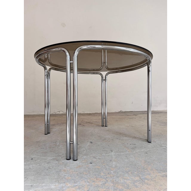 Dining Table in Chrome & Tinted Glass, 1970s For Sale - Image 4 of 11