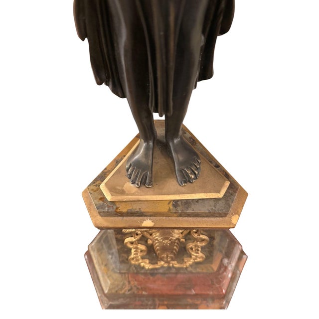 Metal Pair of French 19th Century Empire Style Bronze, Ormolu & Marble Candelabras. For Sale - Image 7 of 11