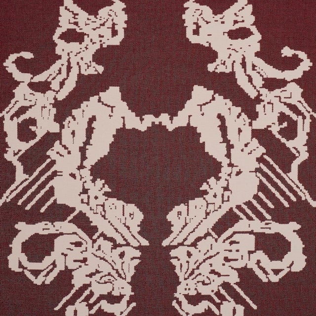 Schumacher Sample - Schumacher Reversible Digital Damask Fabric In Merlot For Sale - Image 4 of 6
