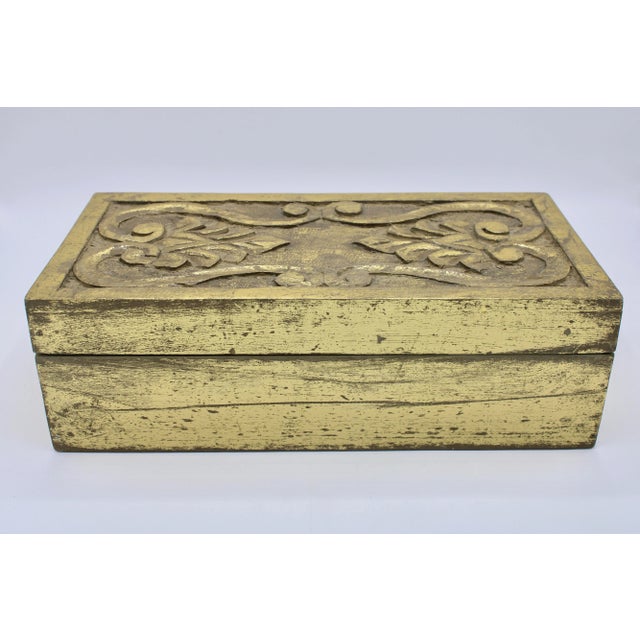A stunning large antique Italian gold gilded wood carved box, circa 1920s. This is a lovely box with excellent coloration...