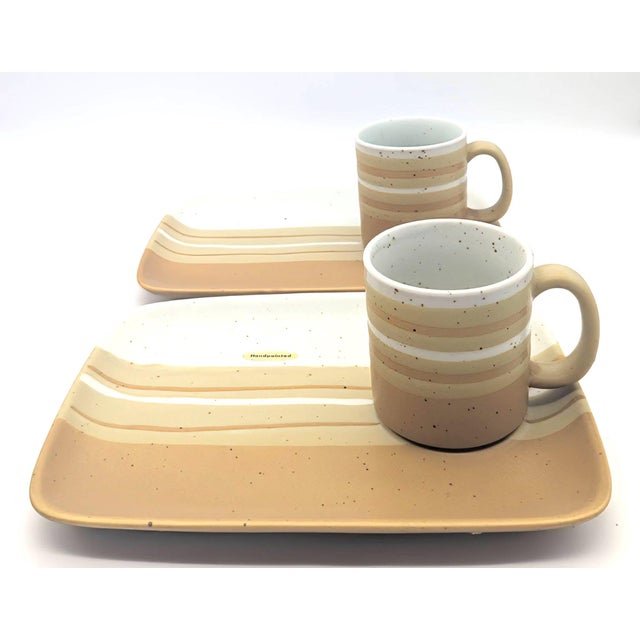 Otagiri Company 1970s Otagiri Stoneware Breakfast and Snack Set for 2, 4 Pieces For Sale - Image 4 of 13