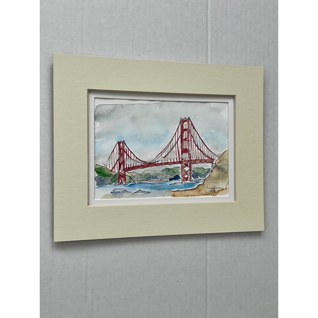 2020s Golden Gate Contemporary Watercolor Painting For Sale - Image 5 of 6