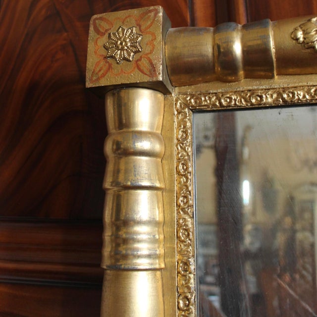 Wood Small Antique American Sheraton Giltwood Mirror For Sale - Image 7 of 13