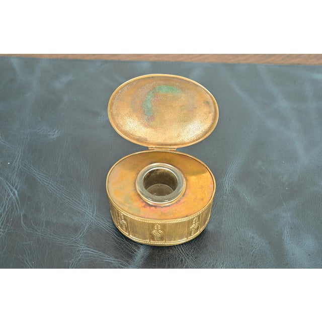 Tiffany Studios Tiffany Studios New York Adam Pattern Bronze Doré Inkwell For Sale - Image 4 of 12