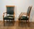 Neoclassical 1940s Pair of oak and leather armchairs by De Coene Frères For Sale - Image 3 of 12