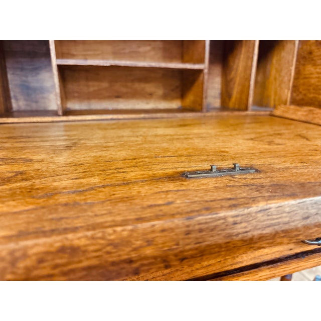 Wood Antique Victorian Child’s Oak Roll Top Desk With Chair, Circa 1900 For Sale - Image 7 of 11