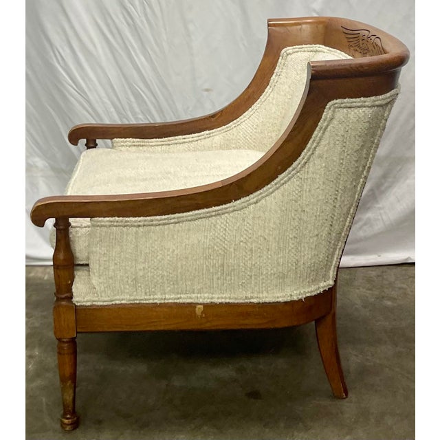 Mid 20th Century Vintage Statton Furniture Mahogany & Textured Slub Upholstery Club Chair For Sale - Image 5 of 13