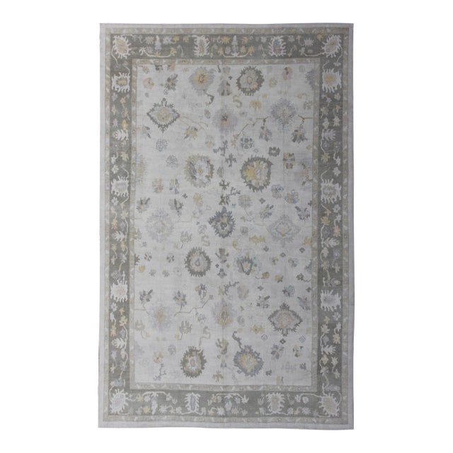 Keivan Woven Arts - Very Large Turkish Oushak Rug With Neutral Color Palette and All-Over Design For Sale