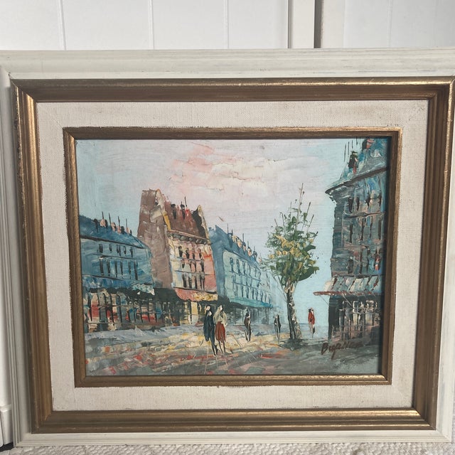 Elevate your vintage art collection with this striking pair of mid-century original oil on canvas paintings signed by the...