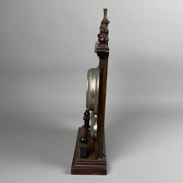 Antique Empire Wooden Hand-Wound Mechanical Clock with Bell, 1890s For Sale - Image 4 of 14
