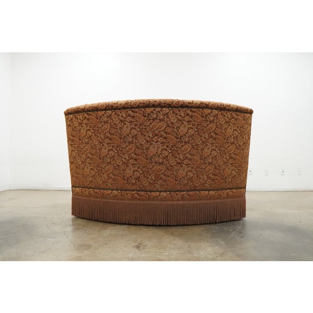 Vintage Marge Carson Curved Tufted Upholstered Dining Bench With Tassel Fringe For Sale - Image 10 of 13