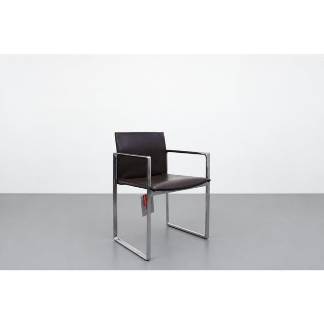 Cassina Eve 184 Armchairs in Leather and Steel by Piero Lissoni for Cassina, 2010s, Set of 6 For Sale - Image 4 of 9