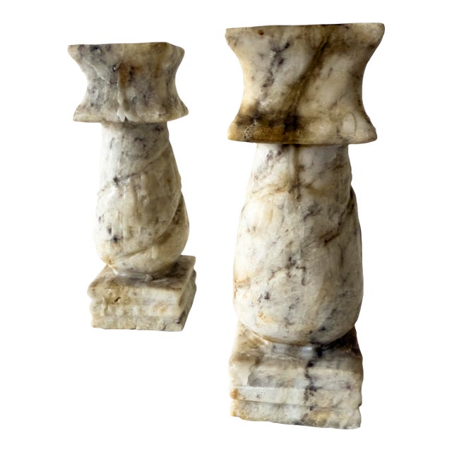 Pair of Vintage Mid-Century Modern Marble Candlestick Holders For Sale